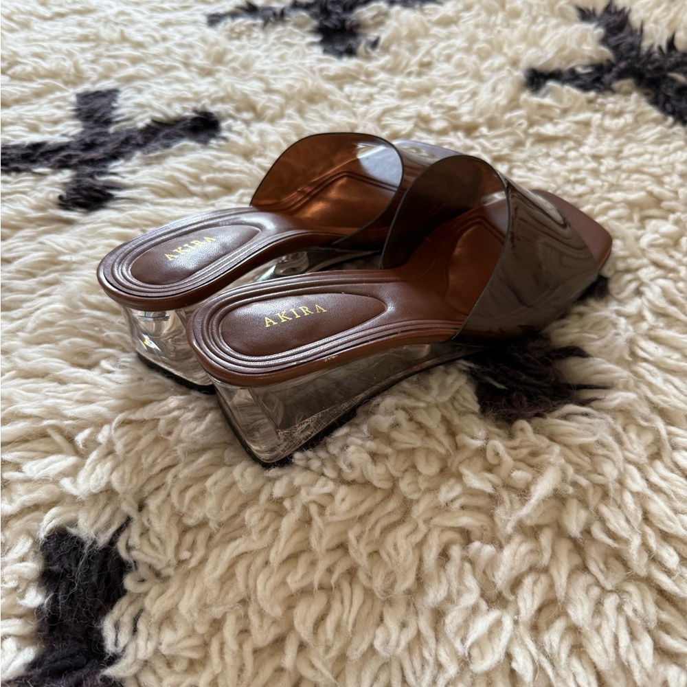 Akira PVC clear wedge mules